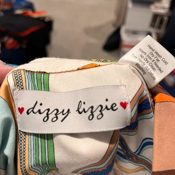 Dizzy Lizzie Monterey Dress Orange and Green Wagon Wheel Print - Picture 8 of 10